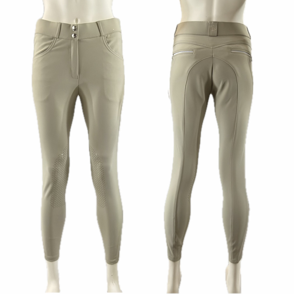 KL Select Gabrielle Knee Patch Breech Beige Sz 28R Equestrian Riding Compression